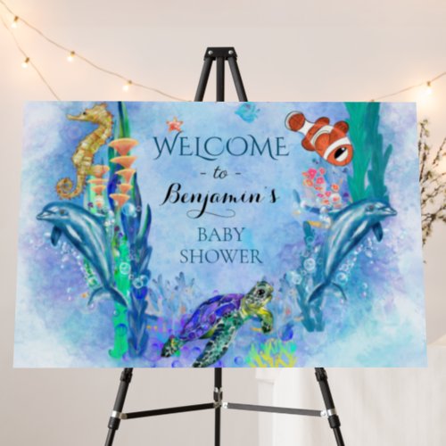 Welcome to Ocean Sea Animals Baby Shower Foam Board