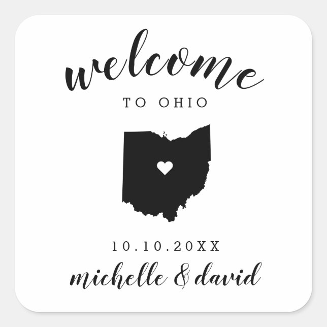 Welcome to Ohio  | Wedding custom favor Square Sticker (Front)