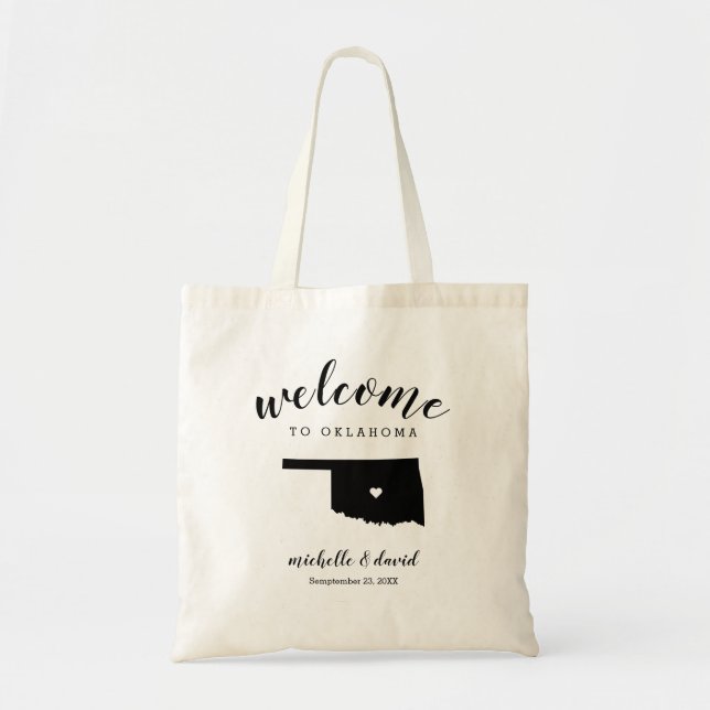 Welcome to Oklahoma | State Silhouette Wedding Tote Bag (Front)