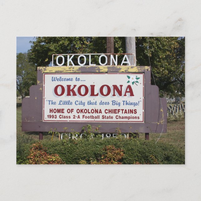 WELCOME TO OKOLONA POSTCARD (Front)