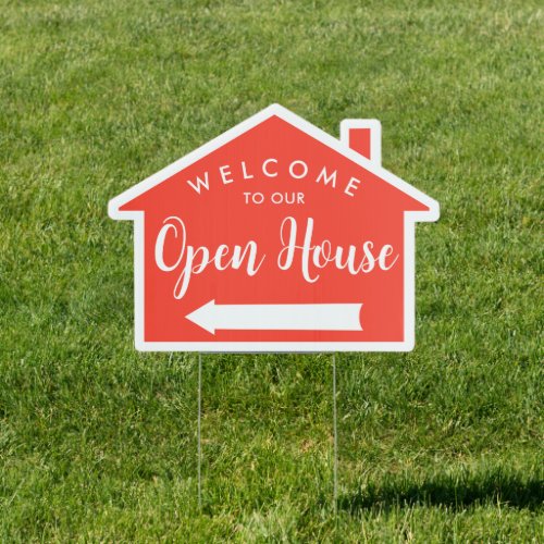 Welcome To Open House Arrow Sign