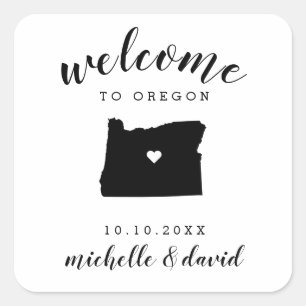 Welcome to Oregon Wedding custom favor Square Sticker
