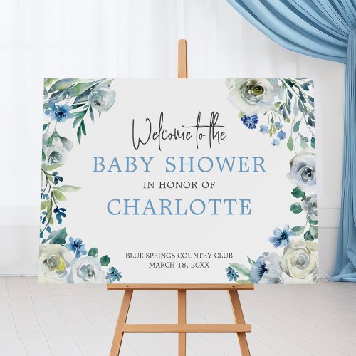 Welcome to Our Baby Shower Elegant Blue Floral Foam Board