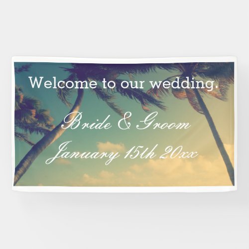 Welcome to our beach destination wedding custom banner