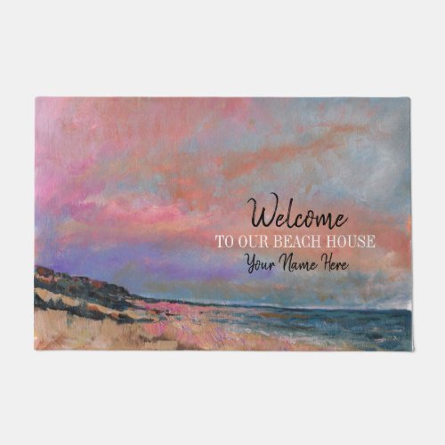 Welcome To Our Beach House Beach Painting Doormat