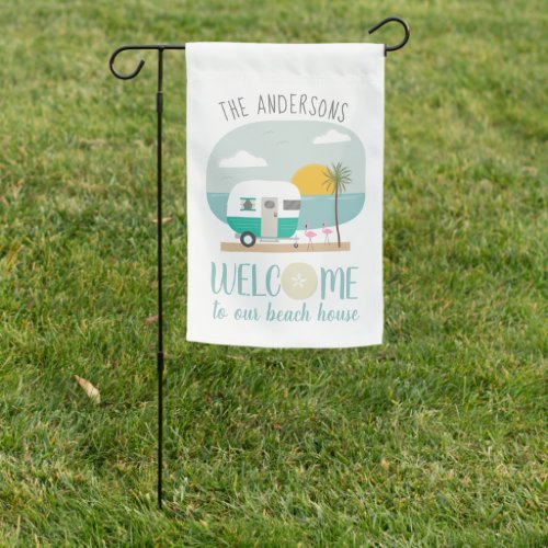 Welcome To Our Beach House Camper Palm Tree Garden Flag