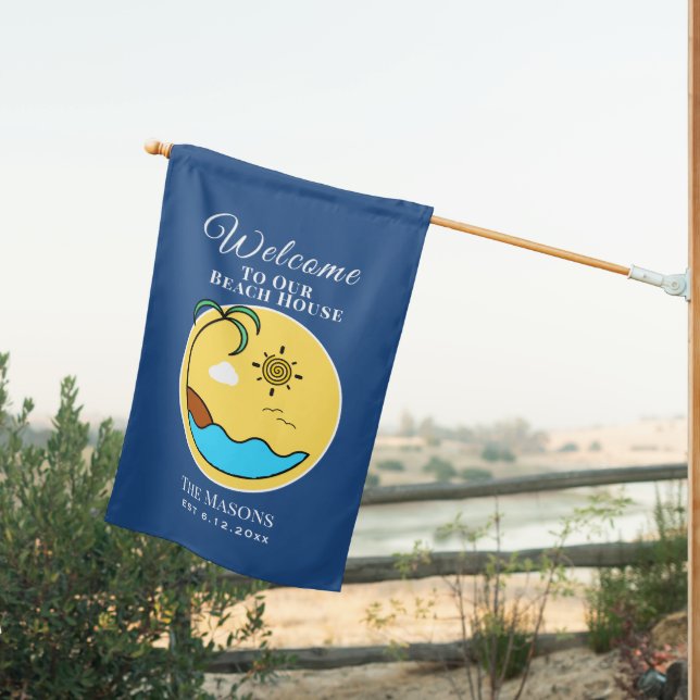 WELCOME to our Beach House Coastal Art Flag (Insitu (Back))