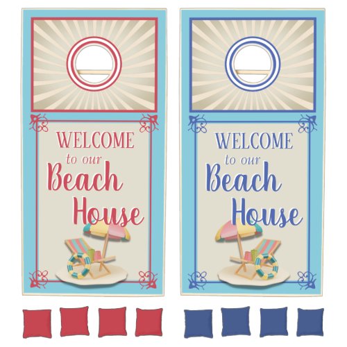 Welcome to Our Beach House Cornhole Set