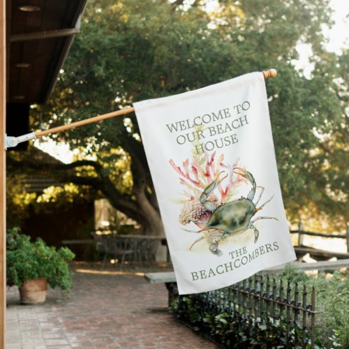 WELCOME to our Beach House Crab Flag