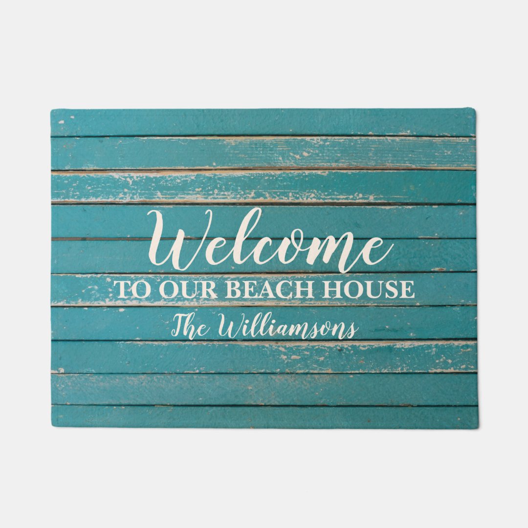to Our Beach House Custom Family Name Doormat Zazzle