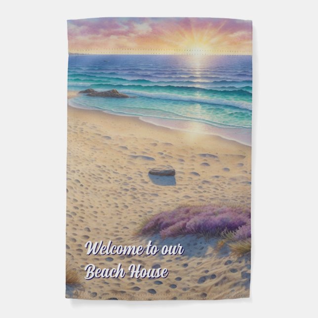 Welcome To our Beach House Garden Flag (Front)