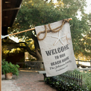 Welcome To Our Beach House House Flag