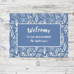 Welcome to our Beach House Navy-Blue Hand-Drawn Doormat