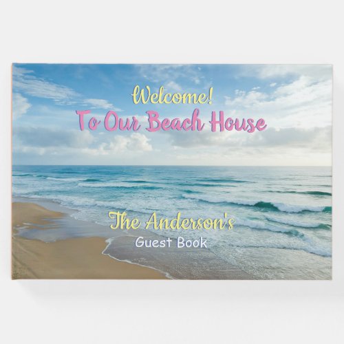 Welcome To Our Beach House Ocean Waves Guest Book