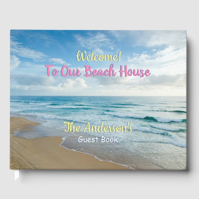 Welcome To Our Beach House, Ocean Waves Guest Book (Front)