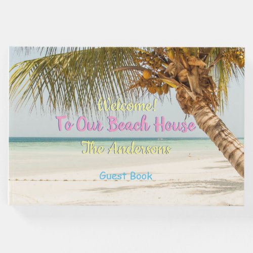 Welcome To Our Beach House Palm Tree Guest Book