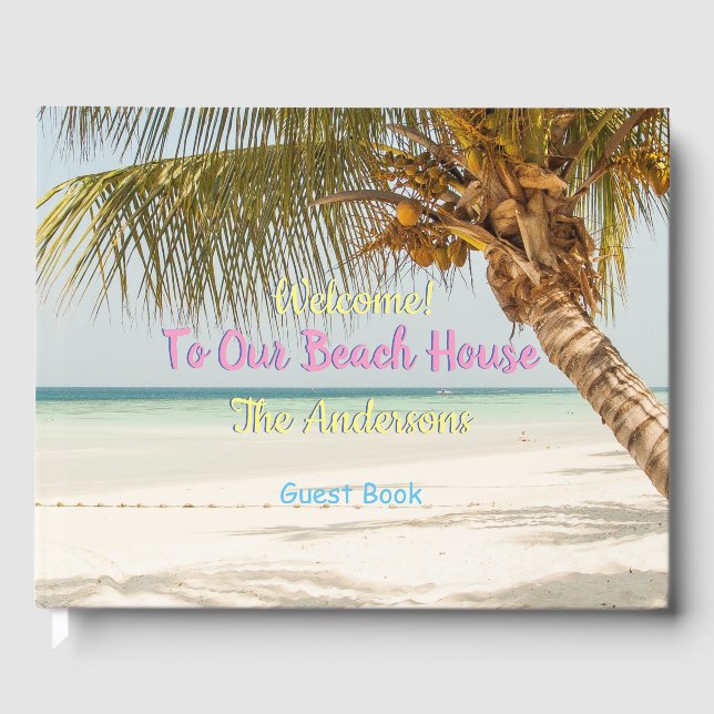 Welcome To Our Beach House, Palm Tree Guest Book (Front)