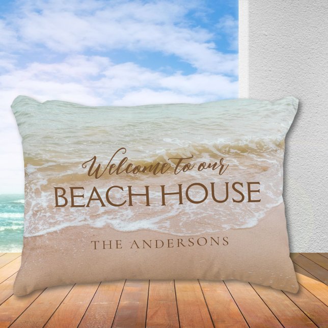Welcome To Our Beach House Personalized  Accent Pillow (Creator Uploaded)