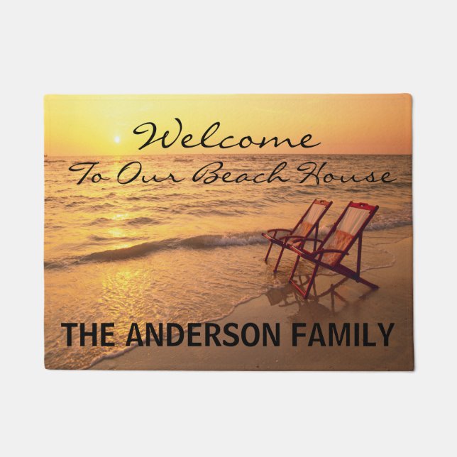 Welcome To Our Beach House Personalized Door Mat (Front)