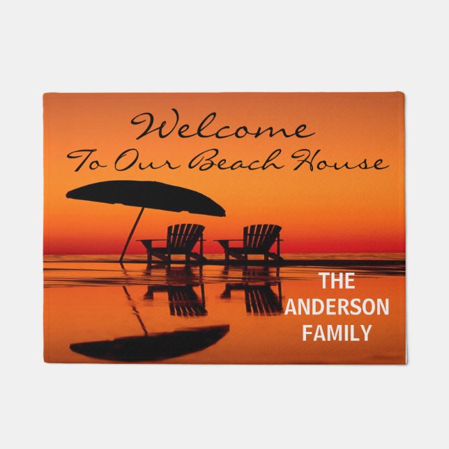 Welcome To Our Beach House Personalized Door Mat (Front)