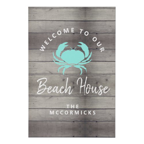 Welcome To Our Beach House Personalized Faux Canvas Print