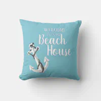 Rustic Beach Anchor & Rope Burlap Pillow Set