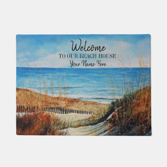 Welcome To Our Beach House Sand Dunes Beach Art Doormat (Front)