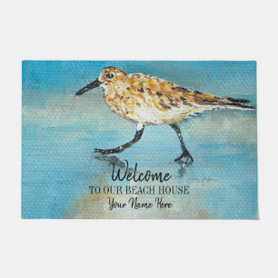 Welcome To Our Beach House Sandpiper Personalized Doormat