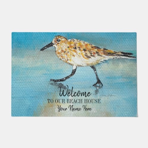 Welcome To Our Beach House Sandpiper Personalized Doormat