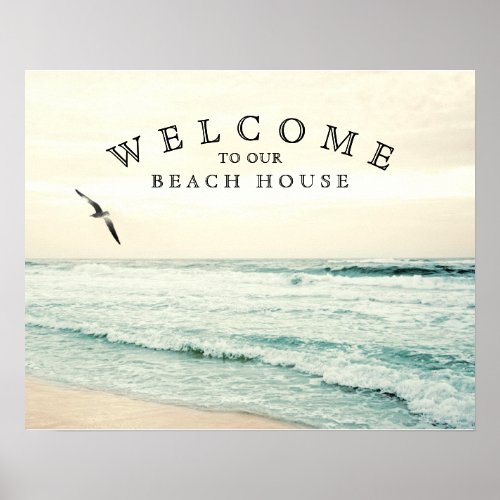 Welcome to Our Beach House Seagull Coastal  Poster