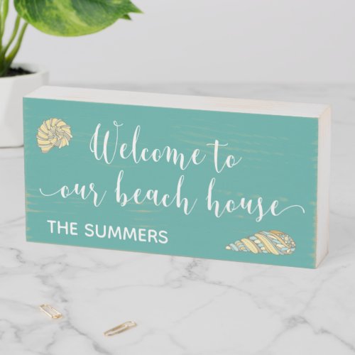 Welcome to our Beach House Shells Personalized Wooden Box Sign