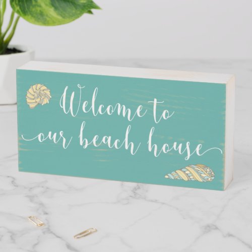 Welcome to our Beach House Shells Wooden Box Sign