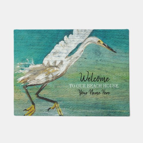 Welcome To Our Beach House Shorebird Art Doormat