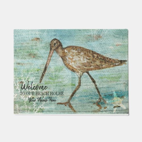 Welcome To Our Beach House Snipe On Shoreline Doormat