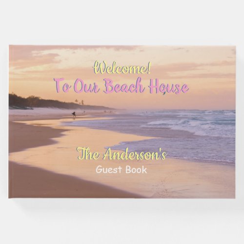 Welcome To Our Beach House Sunset Beach Scene Guest Book