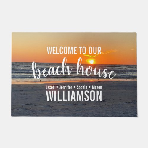 Welcome To Our Beach House Sunset Door Mat