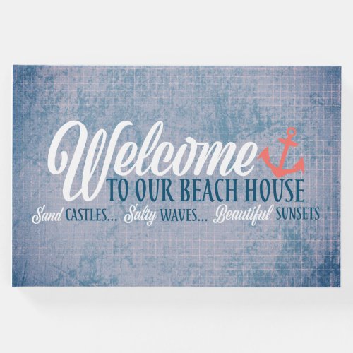 Welcome to Our Beach House Typography Custom Guest Book