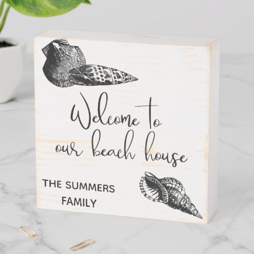 Welcome to our Beach House Vintage Personalized Wooden Box Sign