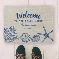 Custom Personalized Beach Decor Doormat Blue Crab Beach Door 