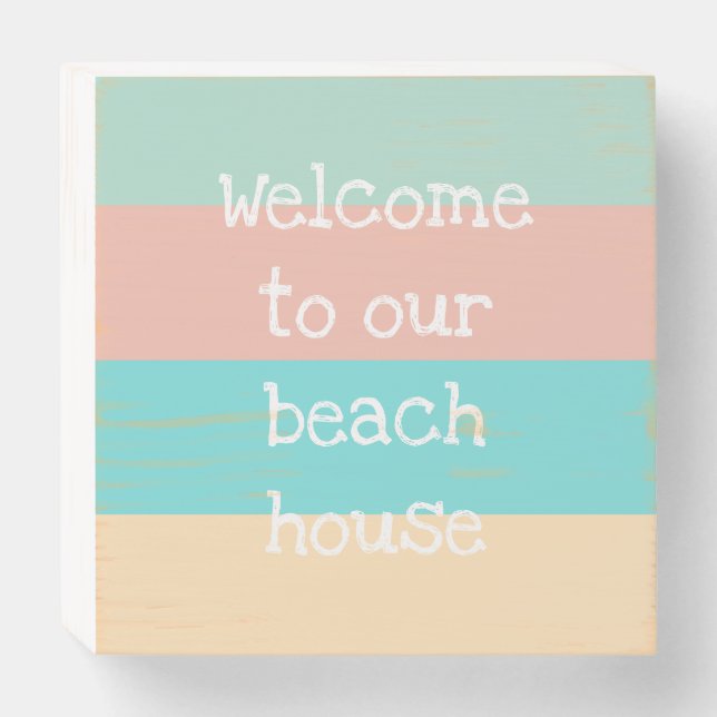 Welcome to Our Beach House Wooden Box Sign (Front Horizontal)