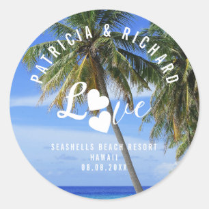 Welcome To Our Beach Wedding Destination Name Classic Round Sticker