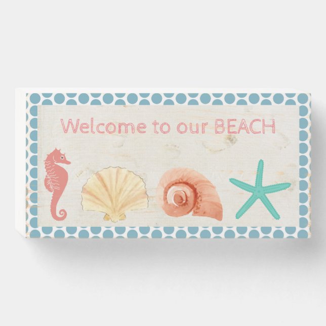 Welcome to our Beach Wooden Box Sign (Front Horizontal)