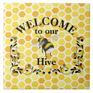 Welcome to our bee hive   ceramic tile