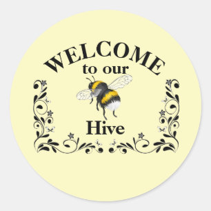Welcome to our bee hive classic round sticker