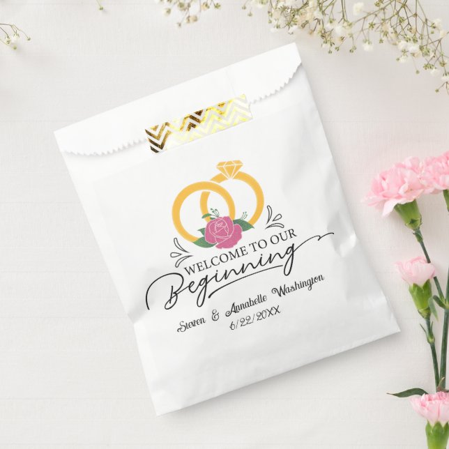 Welcome to our beginning add names date Wedding Favor Bag (Sealed)