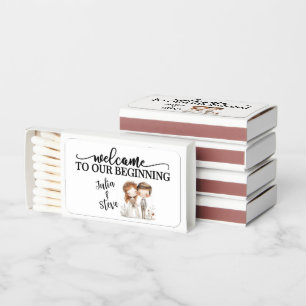 Welcome to our beginning bride and groom matchboxes
