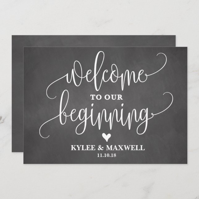 Welcome to Our Beginning Editable Wedding Sign Invitation (Front/Back)