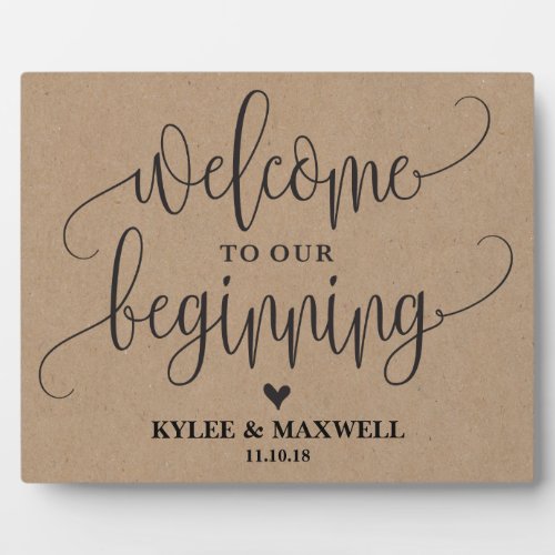 Welcome to Our Beginning Editable Wedding Sign Plaque
