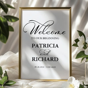 Welcome To Our Beginning Elegant Calligraphy Sign
