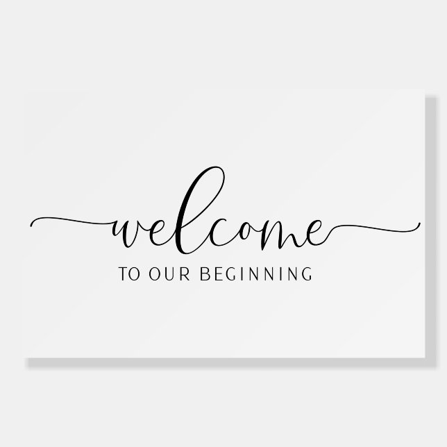 Welcome To Our Beginning, Elegant Script Wedding Foam Board (Front)